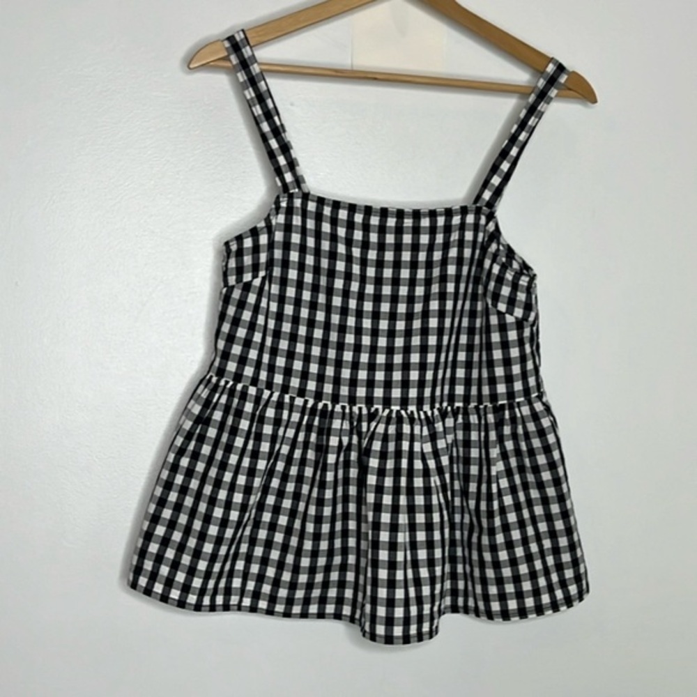 ASOS Black and White Gingham Peplum Tank Top